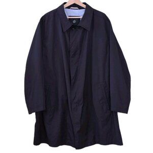 Bugatti Coat Men 52R Black Water Repellent Mackintosh Buttons Pockets Minimalist
